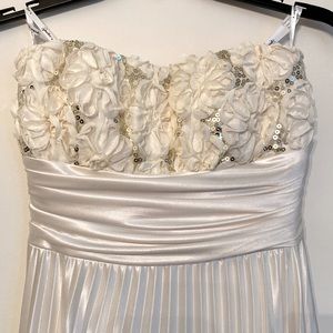 Elegant cream prom dress with flowers and sequins